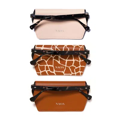 Naoa Women's Black / Brown Three Pack Apple-leather Slim Glasses Case Giraffe Brown Pink In Multi