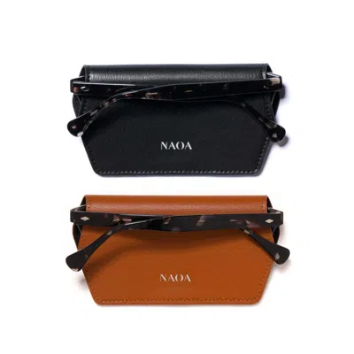Naoa Women's Black / Brown Two Pack Apple-leather Slim Glasses Case Black Brown In Multi