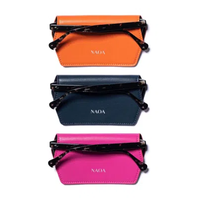 Naoa Women's Orange / Blue Three Pack Apple-leather Slim Glasses Case Orange Navy Fuchsia In Multi
