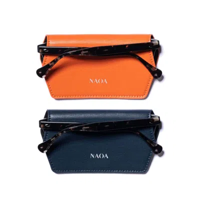 Naoa Women's Orange / Blue Two Pack Apple-leather Slim Glasses Case Orange Navy In Multi