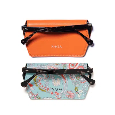 Naoa Women's Orange / Blue Two Pack Apple-leather Slim Glasses Case Orange Paisley In Multi