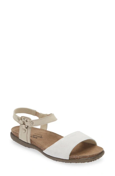 Naot Sabrina Sandal In White Suede/ Ivory Leather