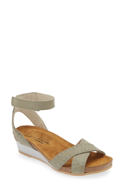 Naot Wand Wedge Sandal In Sage Nubuck