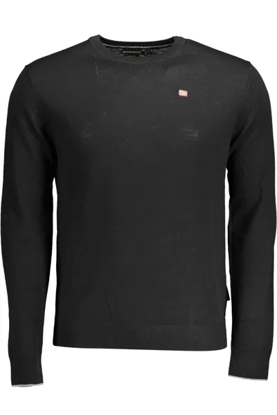 Napapijri Elegant Wool Sweater With Embroide Men's Logo In Black