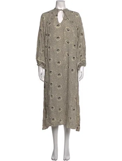 Pre-owned Natalie Martin Floral Print Long Dress In Neutrals