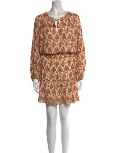 Pre-owned Natalie Martin Floral Print Mini Dress In Neutrals
