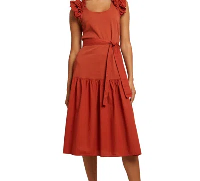 Nation Ltd Everleigh Frilly Dress In Cayenne In Red