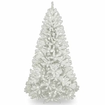 National Tree Co . North Valey White Spruce Hined 7 Foot Pre-lit Spruce Christmas Tree In Green