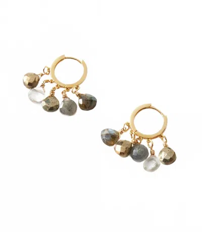 Native Gem Women's Gemstone Huggie Earrings In Metallic In Black
