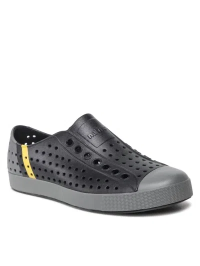 Native Kid's Jefferson Shoes In Jiffy Black / Dublin Grey / Dublin Wheat Block