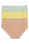 Natori Bliss 3-pack French Cut Briefs In Dew,yellow,cafe