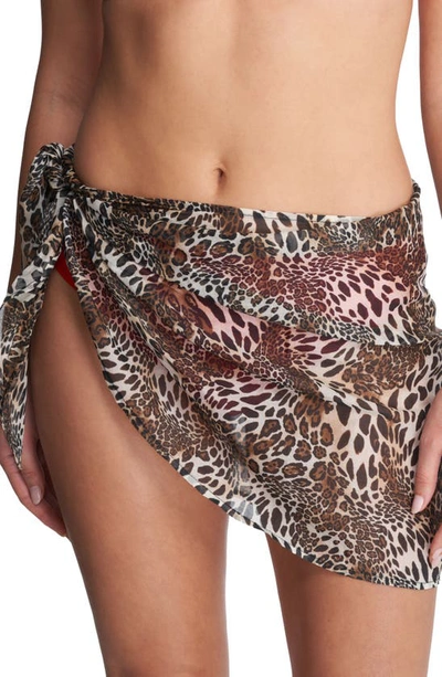 Natori Cotton Sarong In Luxe Leopard Print