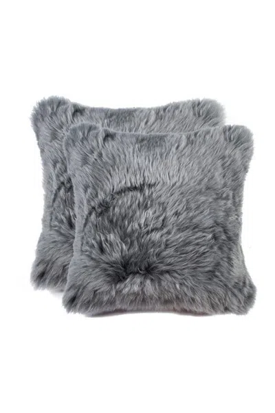 Natural New Zealand Genuine Sheepskin Pillow In Grey