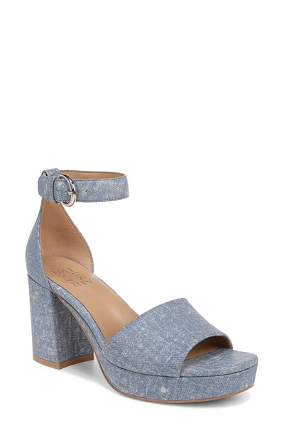 Naturalizer Pearlyn Ankle Strap Platform Sandal In Clear Sky Blue Suede