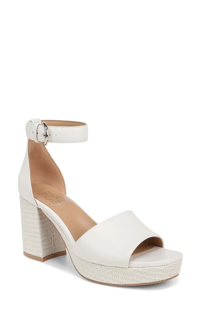 Naturalizer Pearlyn Ankle Strap Platform Sandal In Warm White Leather