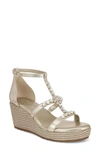 Naturalizer Serena Ankle Strap Espadrille Platform Wedge Sandal In Champagne Metallic Leather