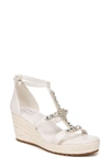 Naturalizer Serena Ankle Strap Espadrille Platform Wedge Sandal In Warm White Leather