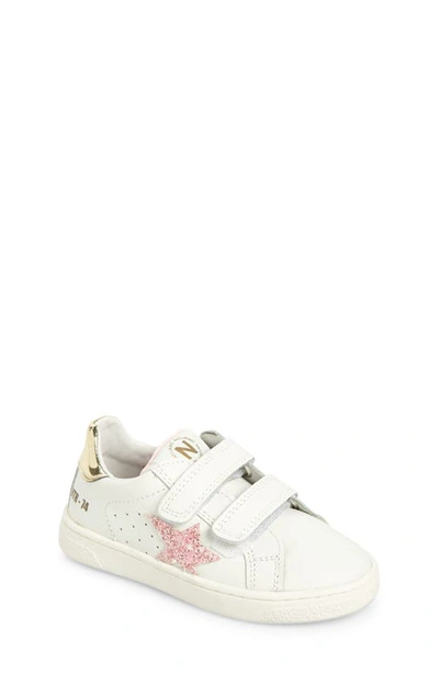 Naturino Kids' Pinn Sneaker In White-pink-platinum