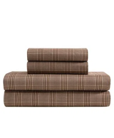 Nautica Declan Plaid Printed Microfiber Sheet Sets In Brown