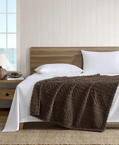 Nautica Declan Sherpa Reversible Throw Blanket, 60" X 50" In Brown