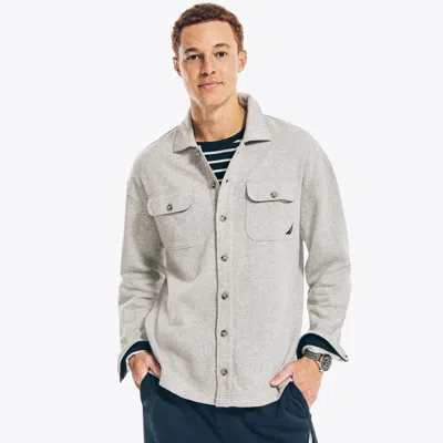 Nautica Mens Fleece Button-down Shirt In Grey