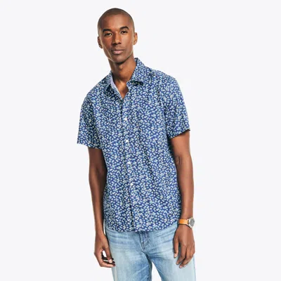 Nautica Mens Sustainably Crafted Printed Short-sleeve Shirt In Blue