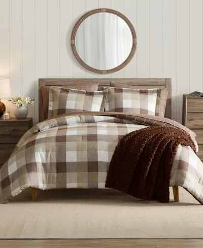 Nautica Peyton Plaid Microfiber 3-piece Comforter Set, Full/queen In Brown
