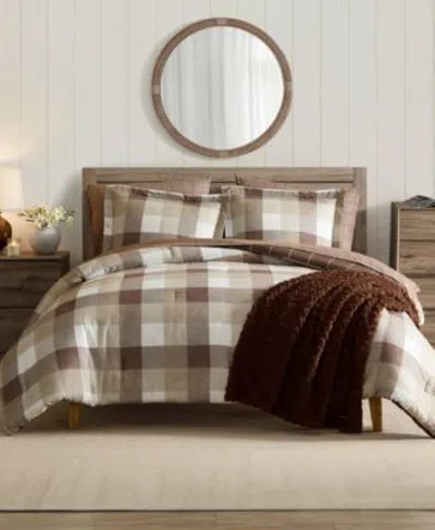 Nautica Peyton Plaid Microfiber Comforter Sets In Brown