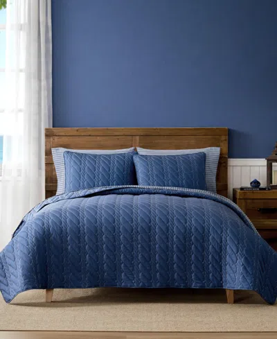 Nautica Rope Stitch Microfiber 2-piece Quilt Set, Twin In Blue