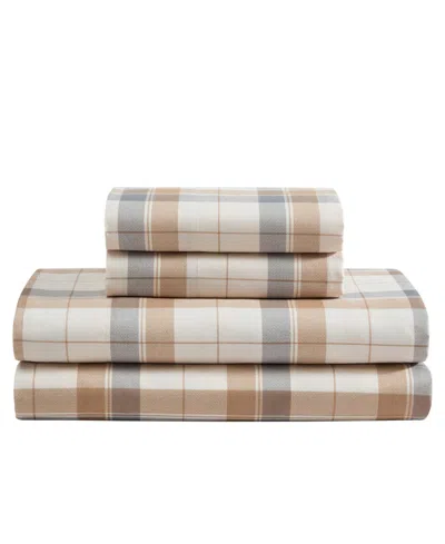 Nautica Vintage Trunk Plaid Printed Microfiber 3-piece Sheet Set, Twin Xl In Brown