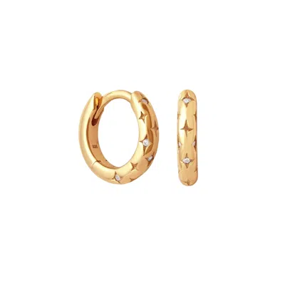 Nazzar Men's Gold Mini Star Burst Huggie Earrings