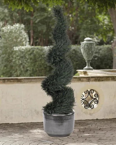 Ndi Faux Cypress Spiral Topiary In Ceramic Pot, 71"t