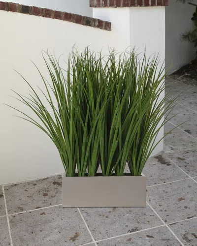 Ndi Faux Grass In Grey Trough, 38"t