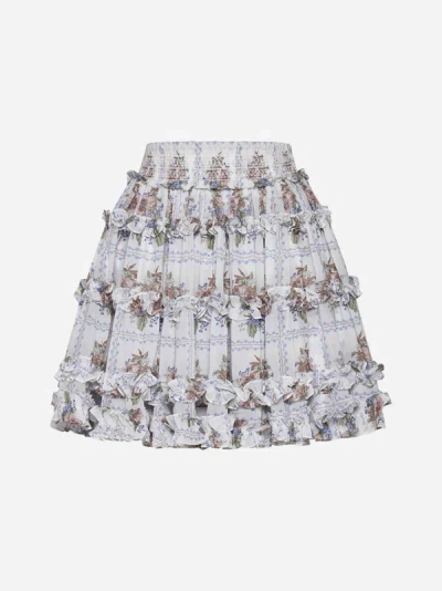 Needle &amp; Thread Tiled Blooms Print Chiffon Miniskirt In Moonshine