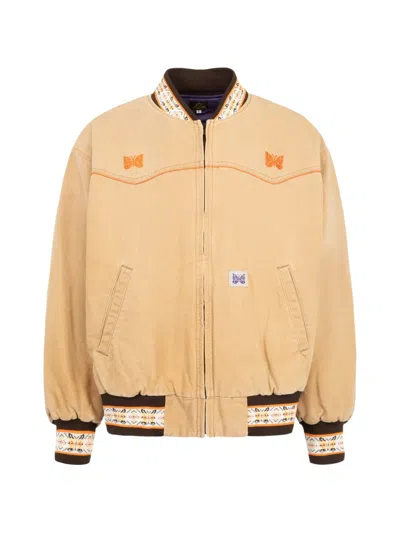 Needles Loose B.b. Butterfly-embroidered Sulfur-dyed Jacket In Neutral