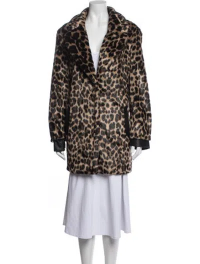 Pre-owned Neiman Marcus Animal Print Faux Fur Coat In Brown