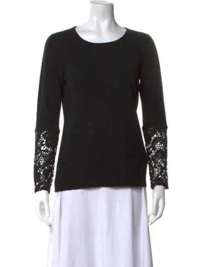 Pre-owned Neiman Marcus Cashmere Lace Pattern Sweater In Blue