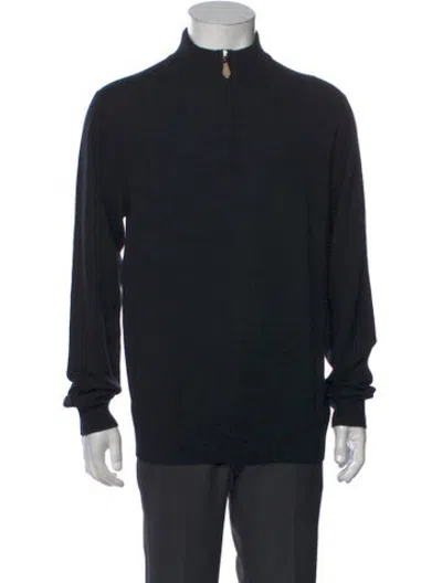Pre-owned Neiman Marcus Cashmere Mock Neck Pullover In Black