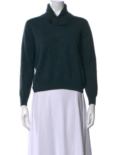 Pre-owned Neiman Marcus Cashmere Mock Neck Sweater In Green