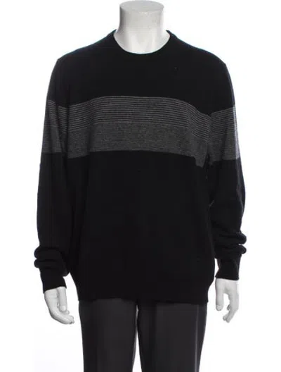 Pre-owned Neiman Marcus Cashmere Striped Pullover In Black
