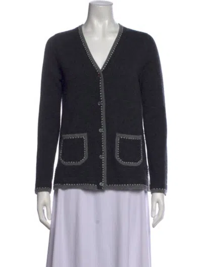 Pre-owned Neiman Marcus Cashmere V-neck Sweater In Black