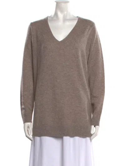 Pre-owned Neiman Marcus Cashmere V-neck Sweater W/ Tags In Neutrals