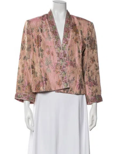 Pre-owned Neiman Marcus Floral Print Jacket In Pink