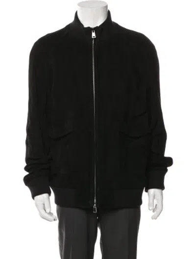 Pre-owned Neiman Marcus Goat Leather Bomber Jacket In Black