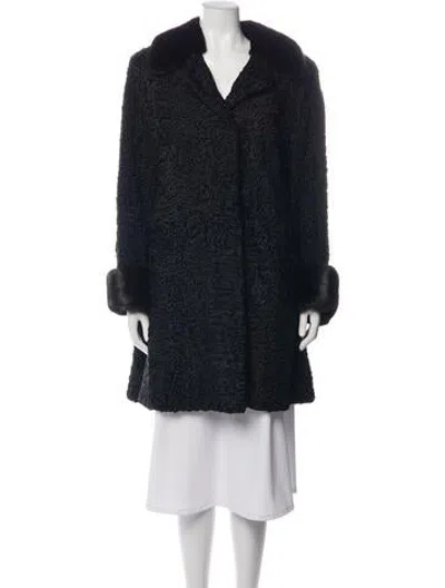 Pre-owned Neiman Marcus Lamb Fur Tweed Pattern Fur Jacket In Black