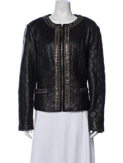 Pre-owned Neiman Marcus Lamb Leather Jacket In Black