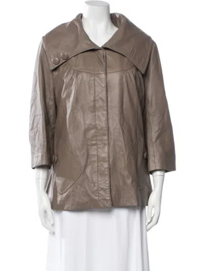 Pre-owned Neiman Marcus Lamb Leather Jacket In Neutrals