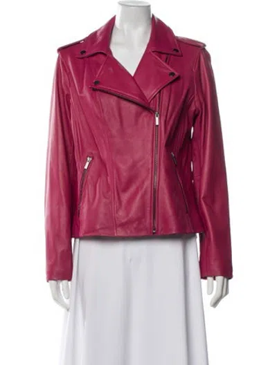 Pre-owned Neiman Marcus Leather Biker Jacket In Red