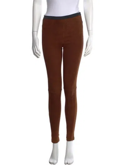 Pre-owned Neiman Marcus Leather Skinny Leg Pants In Brown