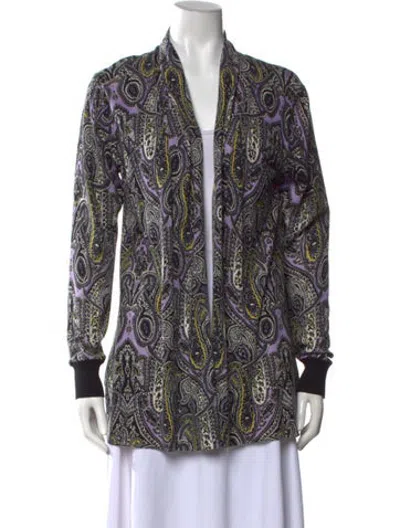 Pre-owned Neiman Marcus Silk Paisley Print Sweater In Black